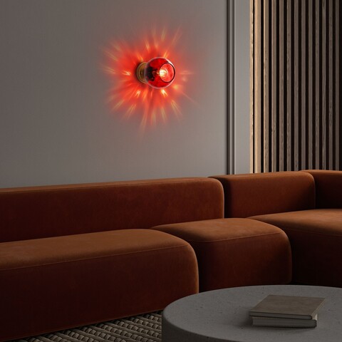 Aplica de perete, Opviq, 521SHN3695, Roșu / Auriu