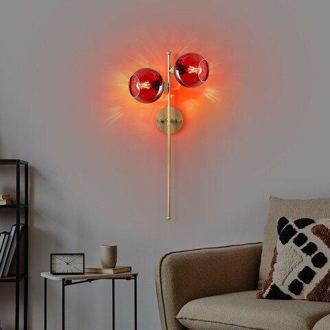 Aplica de perete, Opviq, 521SHN3705, Roșu / Auriu