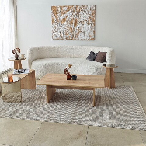 Set masute de cafea, Hanah Home, Luna 4, Bronz / Stejar Safir - Mezoni