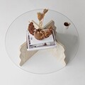 Masuta de cafea, Hanah Home, Butterfly, 75x40x75 cm, Travertin / Transparent
