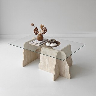 105x40x65 cm, Travertin;Transparent