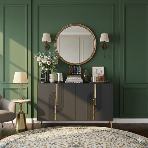 Consola, Hanah Home, Meyra 120, 120x75x32 cm, Antracit / Aur