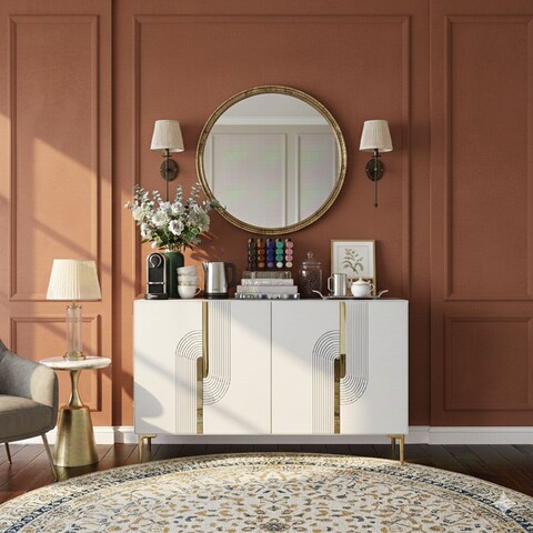 Consola, Hanah Home, Meyra 120, 120x75x32 cm, Alb/Auriu