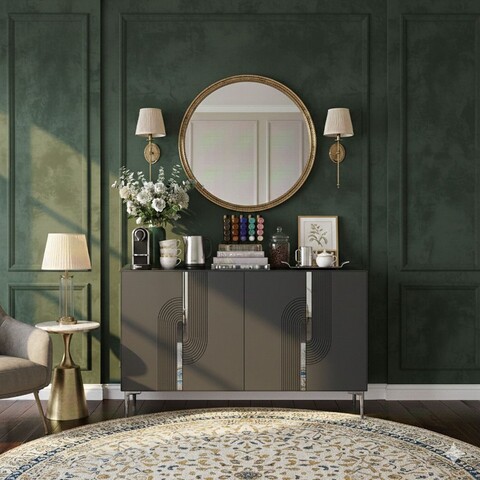 Consola, Hanah Home, Meyra 120, 120x75x32 cm, Antracit / Argintiu