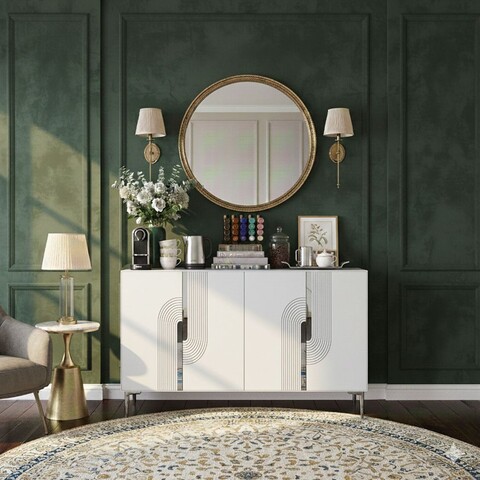 Consola, Hanah Home, Meyra 120, 120x75x32 cm, Alb / Argintiu