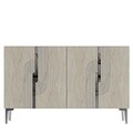 Consola, Hanah Home, Meyra 120, 120x75x32 cm, White / Travertine / Silver
