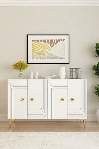 Consola, Hanah Home, Lessi 120, 120x75x32 cm, Alb/Auriu