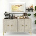 Consola, Hanah Home, Lessi 120, 120x75x32 cm, White / Travertine / Gold