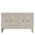 Consola, Hanah Home, Lessi 120, 120x75x32 cm, White / Travertine / Gold