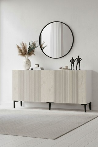 Consola, Hanah Home, Corsa 150, 150x75x32 cm, Alb / Travertin