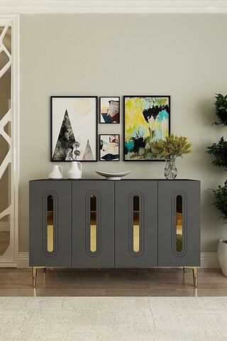 Consola, Hanah Home, Rany 120, 120x75x32 cm, Antracit / Aur