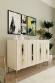 Consola, Hanah Home, Rany 120, 120x75x32 cm, White / Travertine / Gold