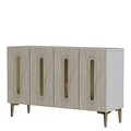 Consola, Hanah Home, Rany 120, 120x75x32 cm, White / Travertine / Gold