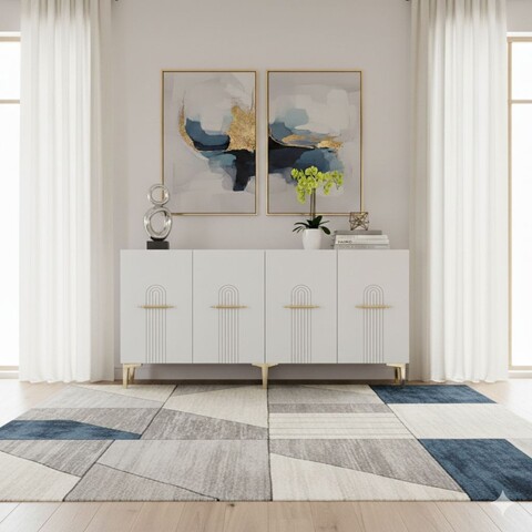 Consola, Hanah Home, Ida 150, 150x75x32 cm, Alb/Auriu