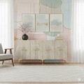 Consola, Hanah Home, Ida 150, 150x75x32 cm, White / Travertine / Gold