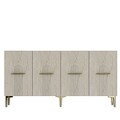 Consola, Hanah Home, Ida 150, 150x75x32 cm, White / Travertine / Gold