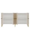 Consola, Hanah Home, Ida 150, 150x75x32 cm, White / Travertine / Gold