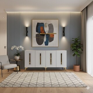 150x75x32 cm, Alb;Auriu