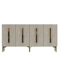 Consola, Hanah Home, Rany 150, 150x75x32 cm, White / Travertine / Gold