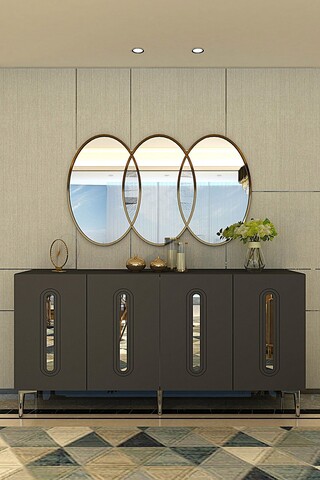 Consola, Hanah Home, Rany 150, 150x75x32 cm, Antracit / Argintiu