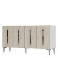 Consola, Hanah Home, Rany 150, 150x75x32 cm, White / Travertine / Silver