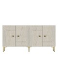 Consola, Hanah Home, Lessi 150, 150x75x32 cm, White / Travertine / Gold