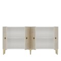 Consola, Hanah Home, Lessi 150, 150x75x32 cm, White / Travertine / Gold
