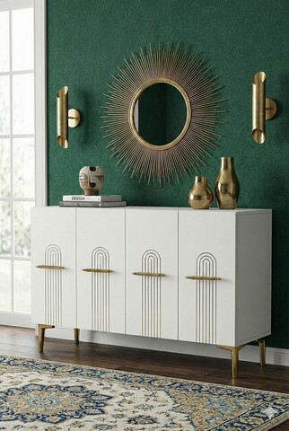 Consola, Hanah Home, Ida 120, 120x79x32 cm, Alb/Auriu