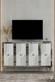 120x79x32 cm, Alb;Argintiu