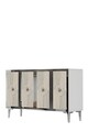 Consola, Hanah Home, Pega 120, 120x79x32 cm, White / Travertine / Silver
