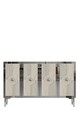 Consola, Hanah Home, Pega 120, 120x79x32 cm, White / Travertine / Silver