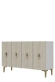 Consola, Hanah Home, Salkım 120, 120x79x32 cm, White / Travertine / Gold
