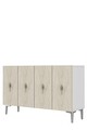 Consola, Hanah Home, Salkım 120, 120x79x32 cm, White / Travertine / Silver