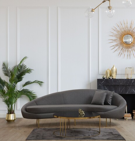 Canapea 3 locuri, Atelier del Sofa, 560ARE1827, Gri inchis