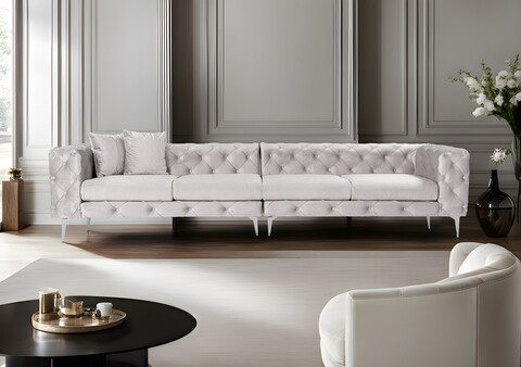 Canapea cu 4 locuri, Atelier del Sofa, 560ARE1913, Gri deschis