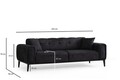 Canapea extensibila 3 locuri, Atelier del Sofa, 560ARE2361, Negru