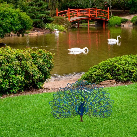 Obiect decorativ de grădină, Peacock v2, 60x38 cm, Multicolor