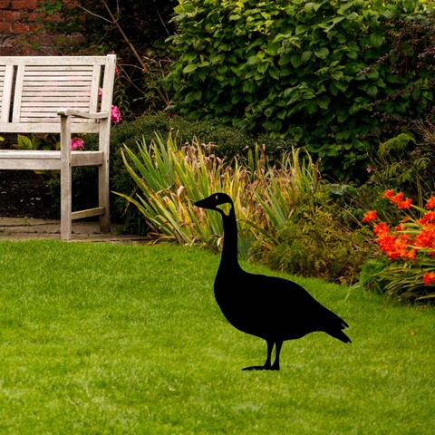 Obiect decorativ de grădină, Goose 01, 64x44 cm, Negru