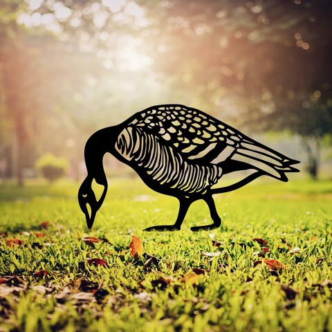 Obiect decorativ de grădină, Goose 02, 44x50 cm, Negru