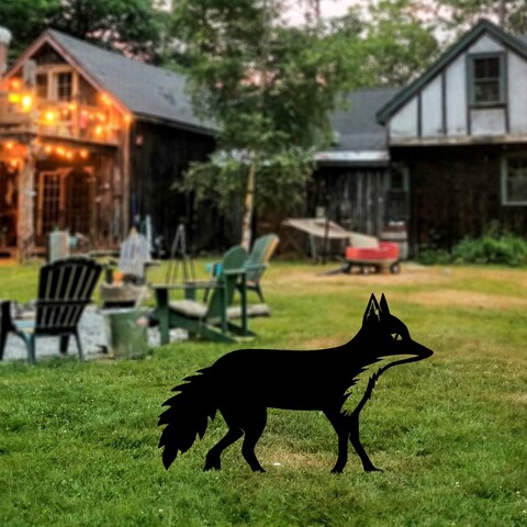 Obiect decorativ de grădină, Fox 01, 48x50 cm, Negru