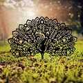 Obiect decorativ de grădină, Peacock 01, 53x61 cm, Negru