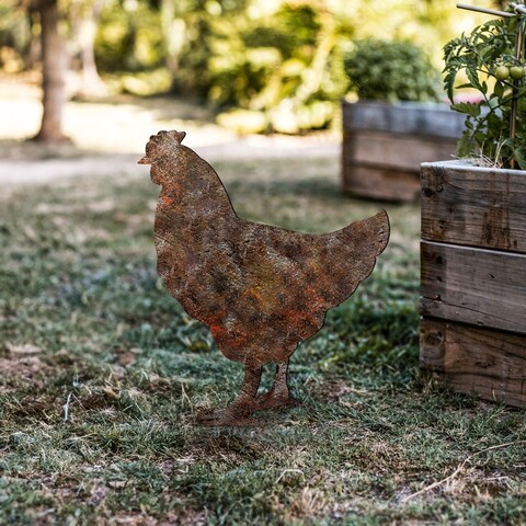 Obiect decorativ de grădină, Chicken -A 01, 64x42 cm, Multicolor