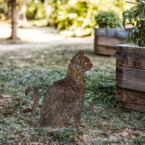 Obiect decorativ de grădină, Cat -A 02, 38x20 cm, Multicolor