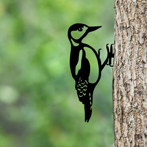 Obiect decorativ de grădină, Bird On The Branch 01, 18x30 cm, Negru