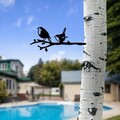 Obiect decorativ de grădină, Bird On The Branch 03, 55x22 cm, Negru