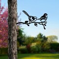 Obiect decorativ de grădină, Bird On The Branch 04, 50x26 cm, Negru