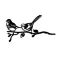 Obiect decorativ de grădină, Bird On The Branch 04, 50x26 cm, Negru