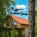 Obiect decorativ de grădină, Bird On The Branch 05, 50x20 cm, Negru