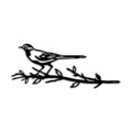 Obiect decorativ de grădină, Bird On The Branch 05, 50x20 cm, Negru