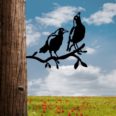 Obiect decorativ de grădină, Bird On The Branch 09, 45x39 cm, Negru